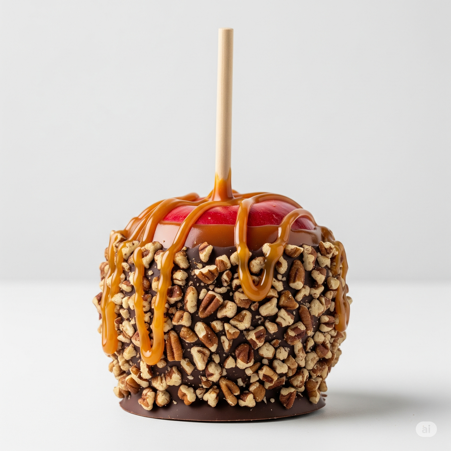Chocolate & Caramel Apple with Chopped Pecans