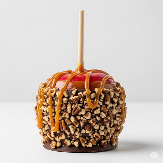 Chocolate & Caramel Apple with Chopped Pecans
